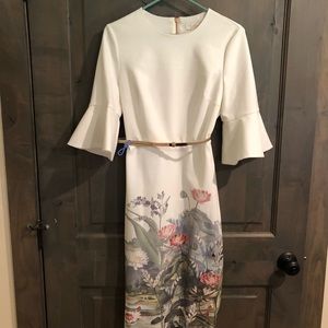 Ted Baker fluted sleeve dress
